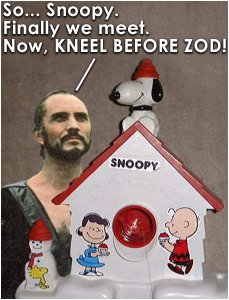 Zod and the Sno-Cone Machine - face to face.