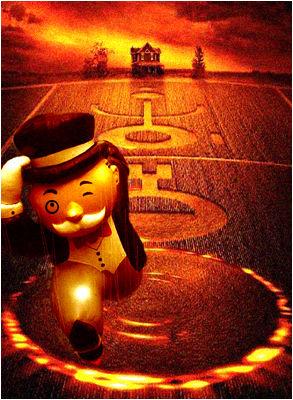 If only he had a hotel on them crop circles, he could charge a fortune to the tourists!