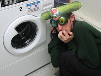 Maybe I can fit in the laundry machines! He'll never find me in there!