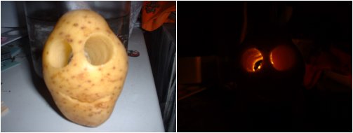 It's a terrifying, smiling potato! Fear the gloom of the terrifying, smiling potato!
